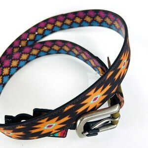 Red Dirt Hat Men Western Brown Leather Belt Size 42 Fabric Overlay Southwest NWT